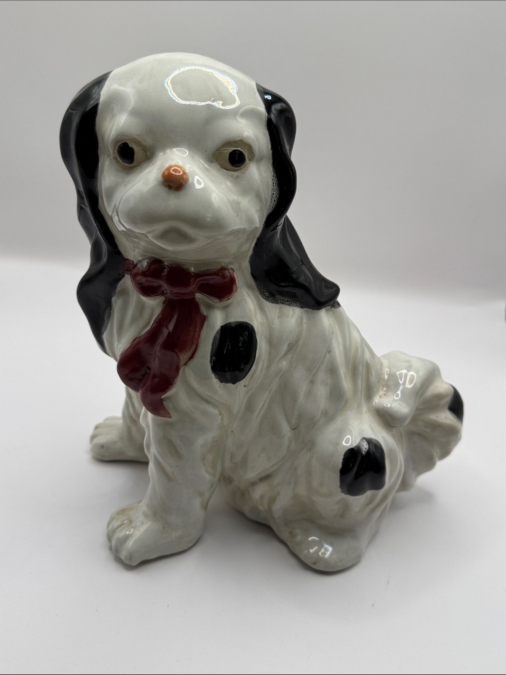 Large Staffordshire Style Dog Figurine 9.5” Ceramic Chinoiserie